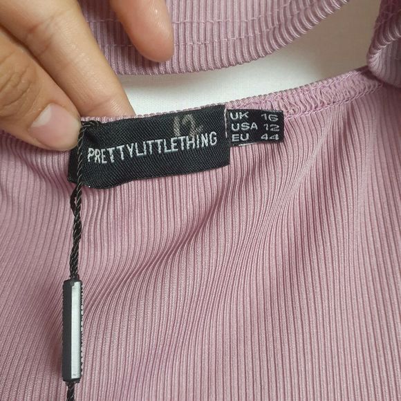 Pink MAUVE STRAPPY CUT OUT BODYCON DRESS Sz 12 - Picture 8 of 10